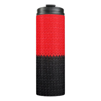 beautiful black and red knitted fabric with drawin thermal tumbler
