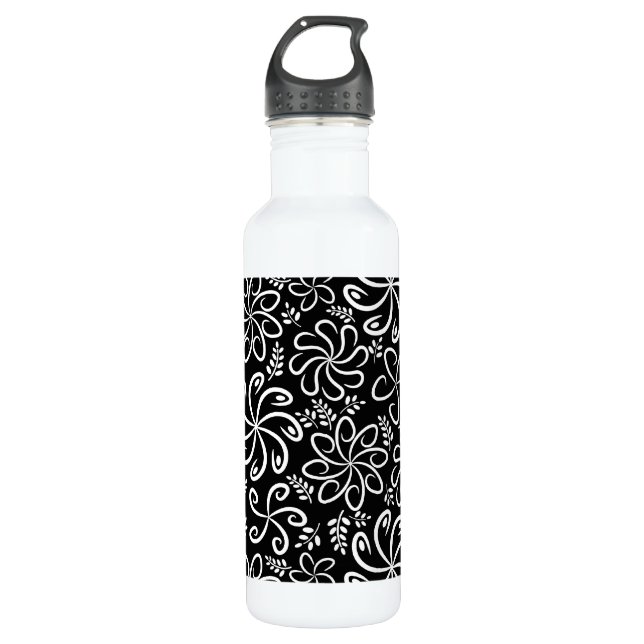 Beautiful black and white 710 ml water bottle (Front)