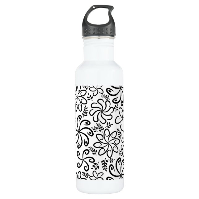 Beautiful black and white 710 ml water bottle (Front)