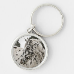 Beautiful Black and White Appaloosa Horse Key Ring