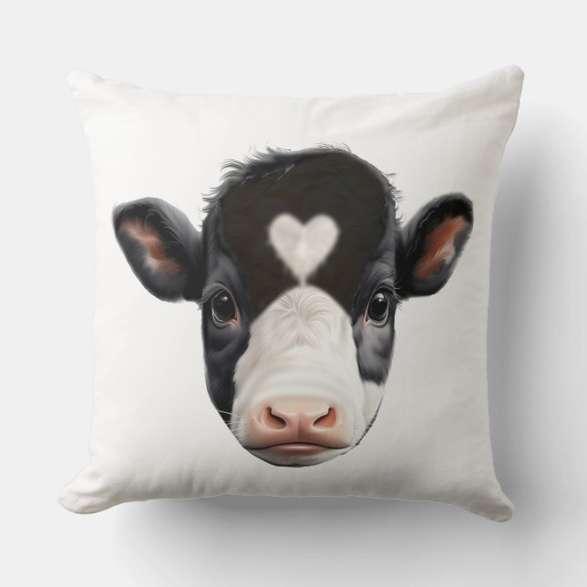 Beautiful Black and White Cow Face Cushion (Front)