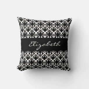 Beautiful Black and White Damask Cushion
