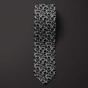 Beautiful Black and White Football Pattern Tie