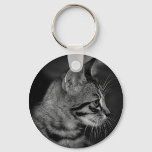 Beautiful Black and White Kitten Key Ring