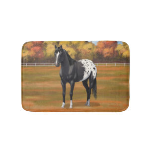 Beautiful Black Appaloosa Quarter Horse Stallion Bath Mat