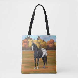 Beautiful Black Appaloosa Quarter Horse Stallion Tote Bag