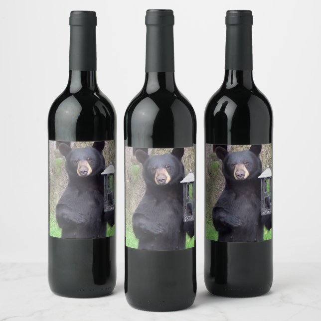 Beautiful Black Bear Wine Label (Bottles)