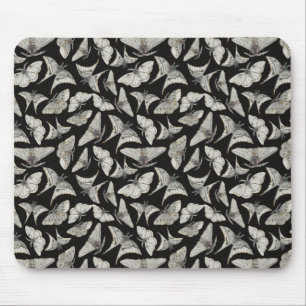 Beautiful Black Beige Moth Butterfly Pattern  Mouse Pad