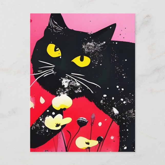 Beautiful Black Cat  Postcard (Front)