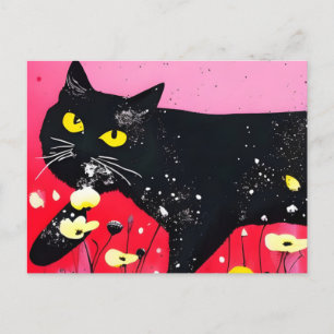 Beautiful Black Cat Postcard