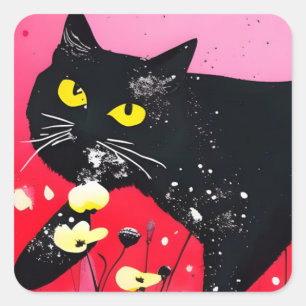 Beautiful Black Cat Square Sticker