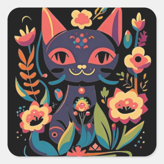  Beautiful Black Cat Sticker  (Front)
