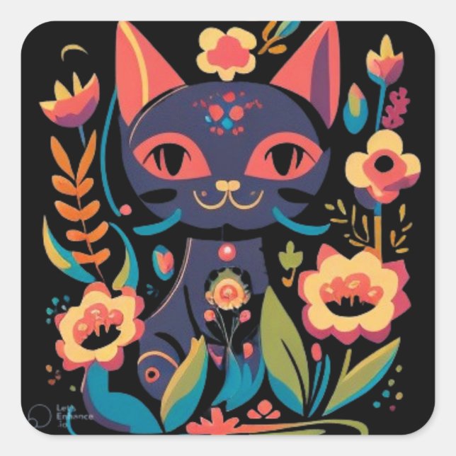  Beautiful Black Cat Sticker  (Front)