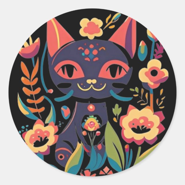  Beautiful Black Cat Sticker  (Front)
