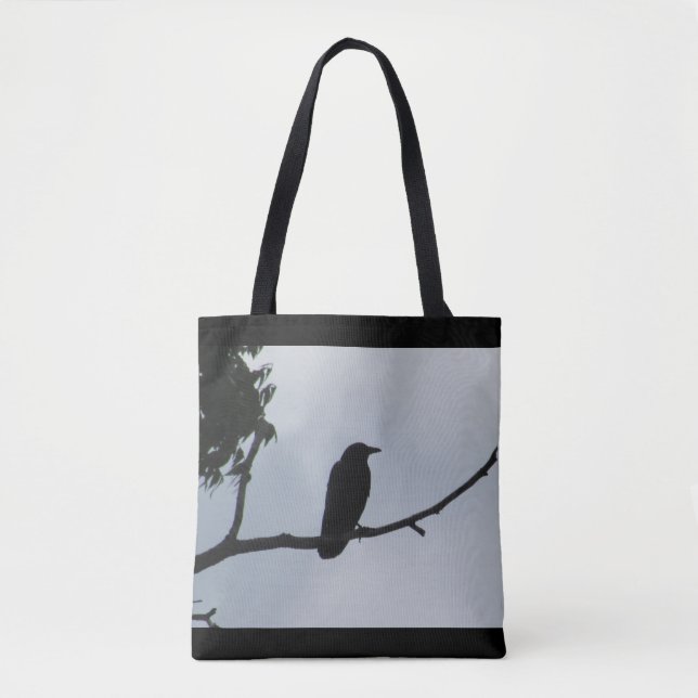 Beautiful Black Crow out on a limb Tote Bag (Front)