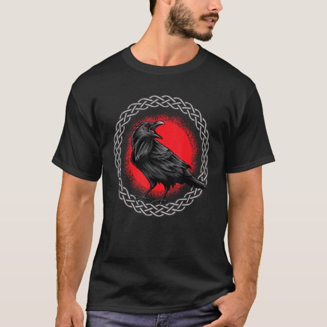 Beautiful Black Crow Raven Bird Watch. Birds Silho T-Shirt (Front)