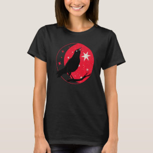 Beautiful Black Crow Raven Bird Watch Birds Silhou T-Shirt