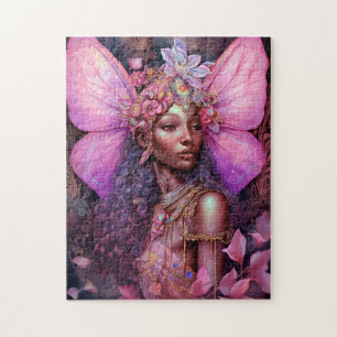 Beautiful Black Fairy Girl Fantasy Art Jigsaw Puzzle