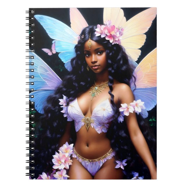 Beautiful Black Fairy Girl Notebook (Front)