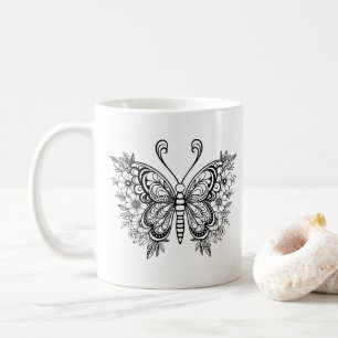 Beautiful Black floral butterfly Coffee Mug