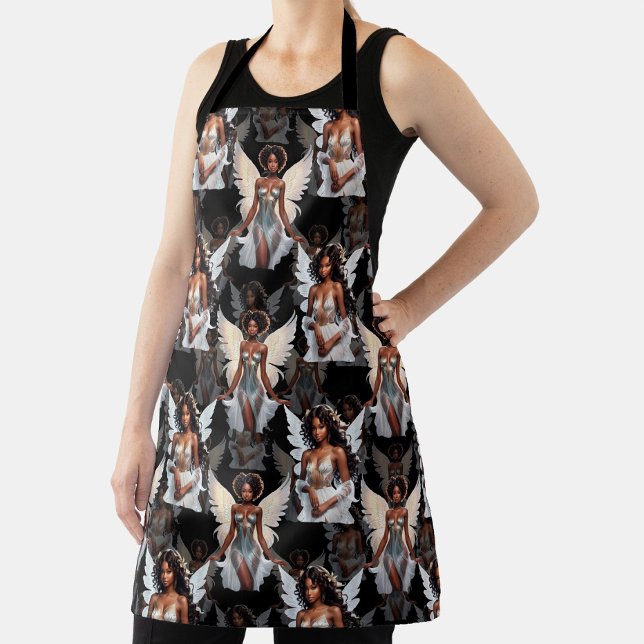 Beautiful Black Girl Angels Pattern Design -Dark Apron (Creator Uploaded)