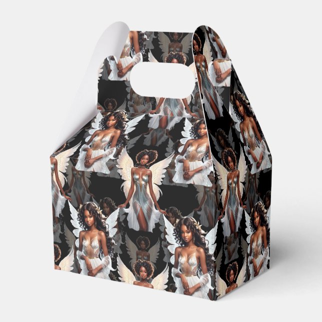 Beautiful Black Girl Angels Pattern Design -Dark Favour Box (Front Side)