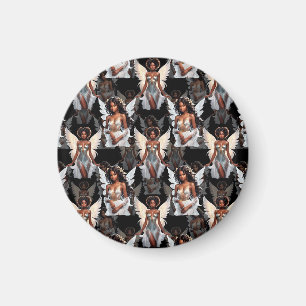 Beautiful Black Girl Angels Pattern Design -Dark Magnet