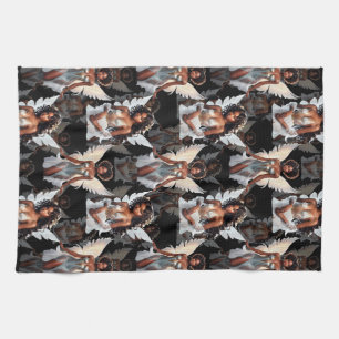 Beautiful Black Girl Angels Pattern Design -Dark Tea Towel