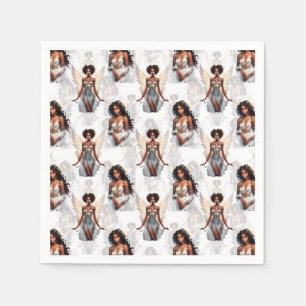 Beautiful Black Girl Angels Pattern Design Napkin