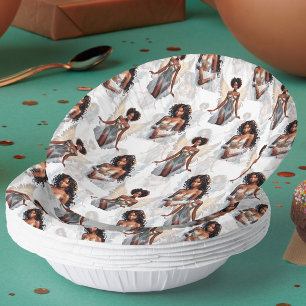 Beautiful Black Girl Angels Pattern Design Paper Plate