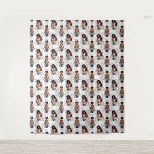 Beautiful Black Girl Angels Pattern Design  Tapestry