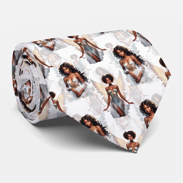Beautiful Black Girl Angels Pattern Design  Tie (Creator Uploaded)