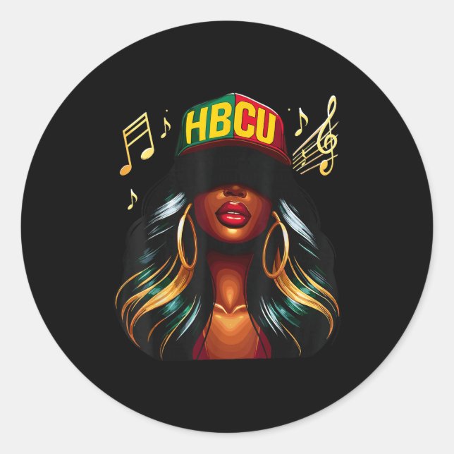 Beautiful Black Girl Hbcu  Classic Round Sticker (Front)