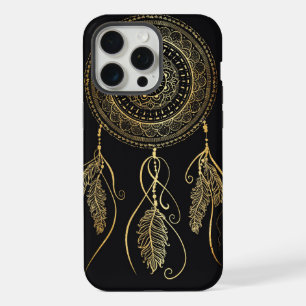 Beautiful Black Gold Dream Catcher Mandala iPhone 15 Pro Max Case