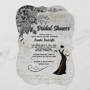 Beautiful Black/Grey Artistic Flowers  Invitation