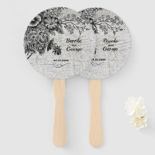 Beautiful Black/Grey Flowers Wedding Hand Fan
