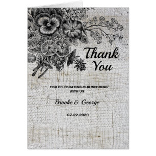 Beautiful Black/Grey FlowersWedding Thank You Card