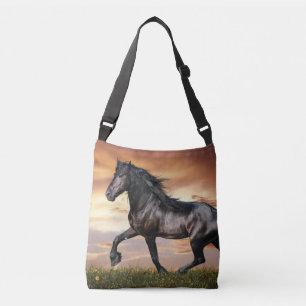 Beautiful Black Horse Crossbody Bag