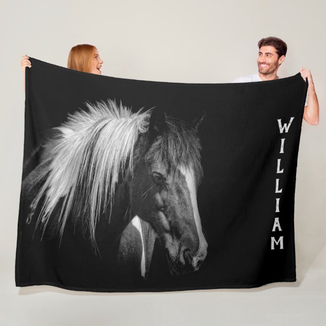 Beautiful Black Horse Fleece Blanket (In Situ)