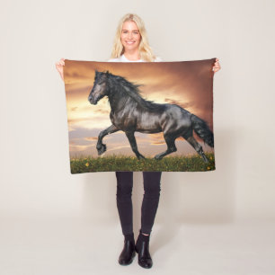 Beautiful Black Horse Fleece Blanket