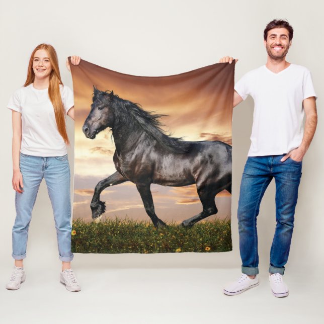 Beautiful Black Horse Fleece Blanket (In Situ)