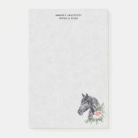 Beautiful Black Horse Head Portrait Watercolor