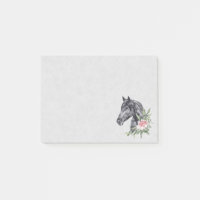 Beautiful Black Horse Head Portrait Watercolor