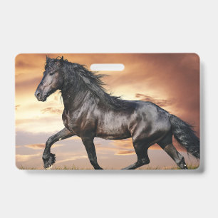 Beautiful Black Horse ID Badge
