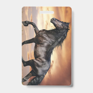 Beautiful Black Horse ID Badge