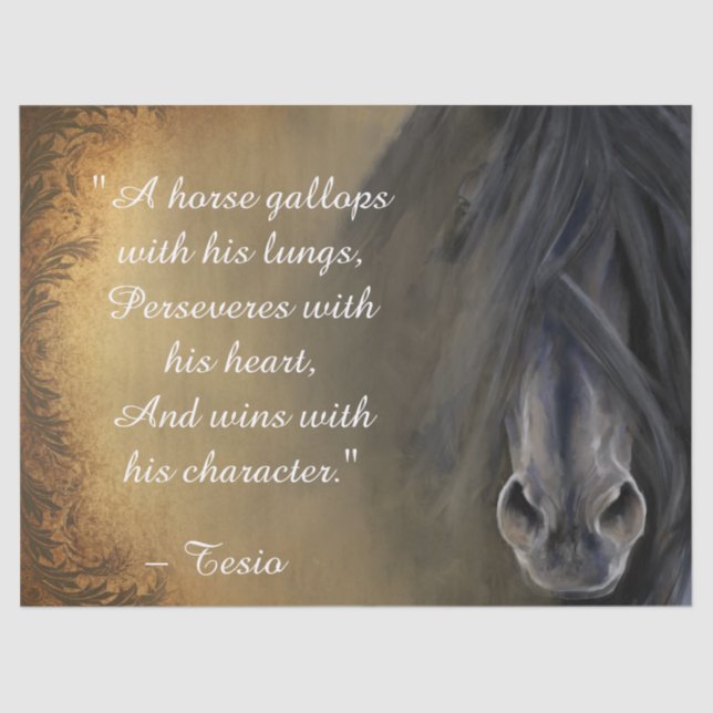 Beautiful Black Horse Inspirational Quote Tissue Paper (Front)