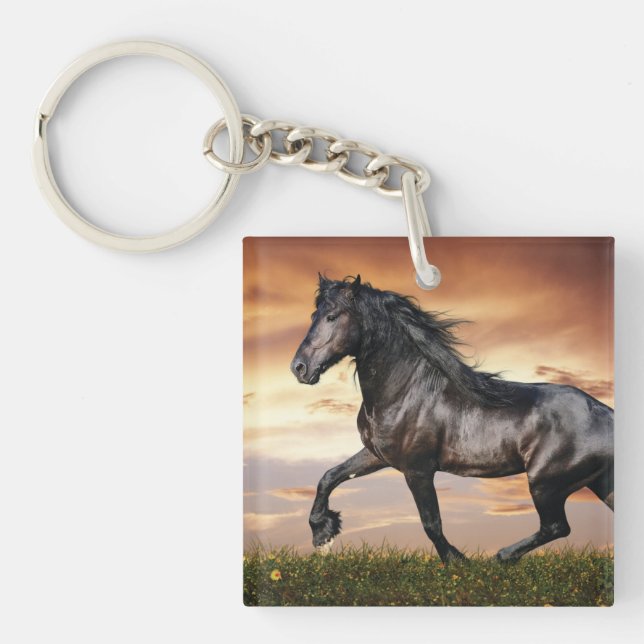 Beautiful Black Horse Key Ring (Front)