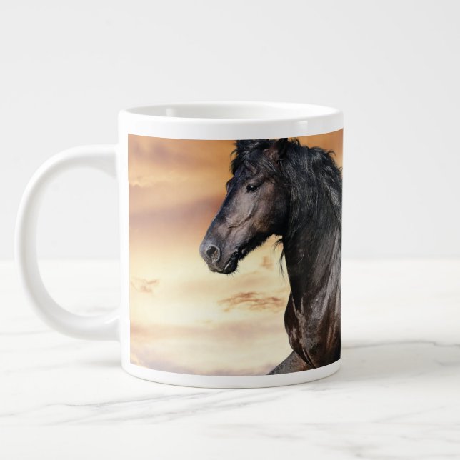 Beautiful Black Horse Large Coffee Mug (Left)
