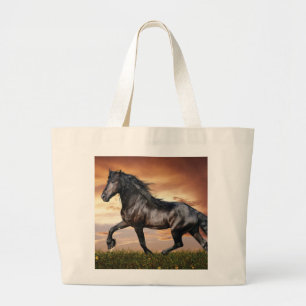 Beautiful Black Horse Large Tote Bag