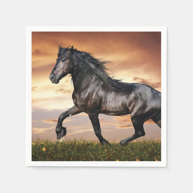 Beautiful Black Horse Napkin (Front)